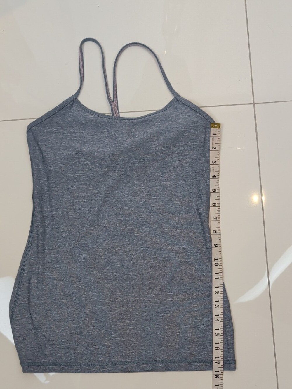 LULULEMON Power Y Tank Top Built In Bra Heathered Grey 6 - Picture 8 of 11